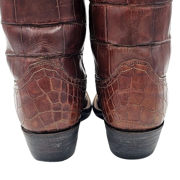 Vintage Justin 8880 Exotic Men's 10.5 Brown Full Alligator Cowboy Western Boots - Picture 14 of 16